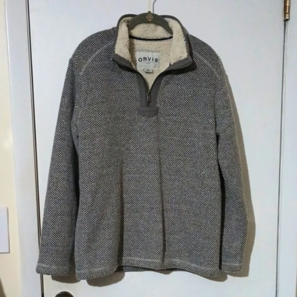 Orvis Men's Quarter Zip High Neck Sherpa Lined Pullover Size Medium